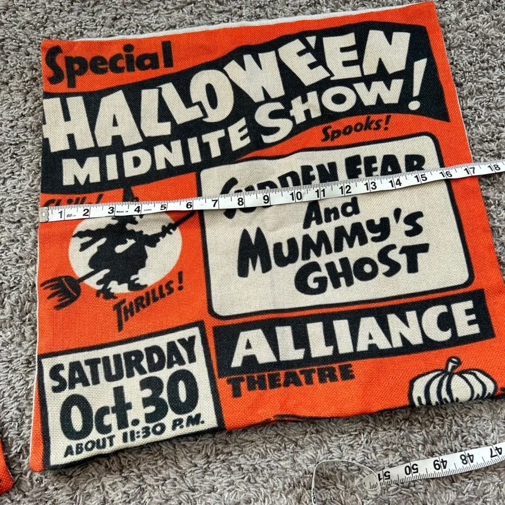 Halloween Show Pillow‎ Covers Orange Black Witch Mummy Ghost Spooky Set